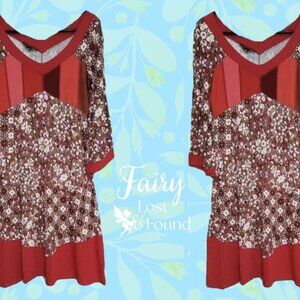 🍄50% MYCO ANNA Boho Red Midi Dress sz M